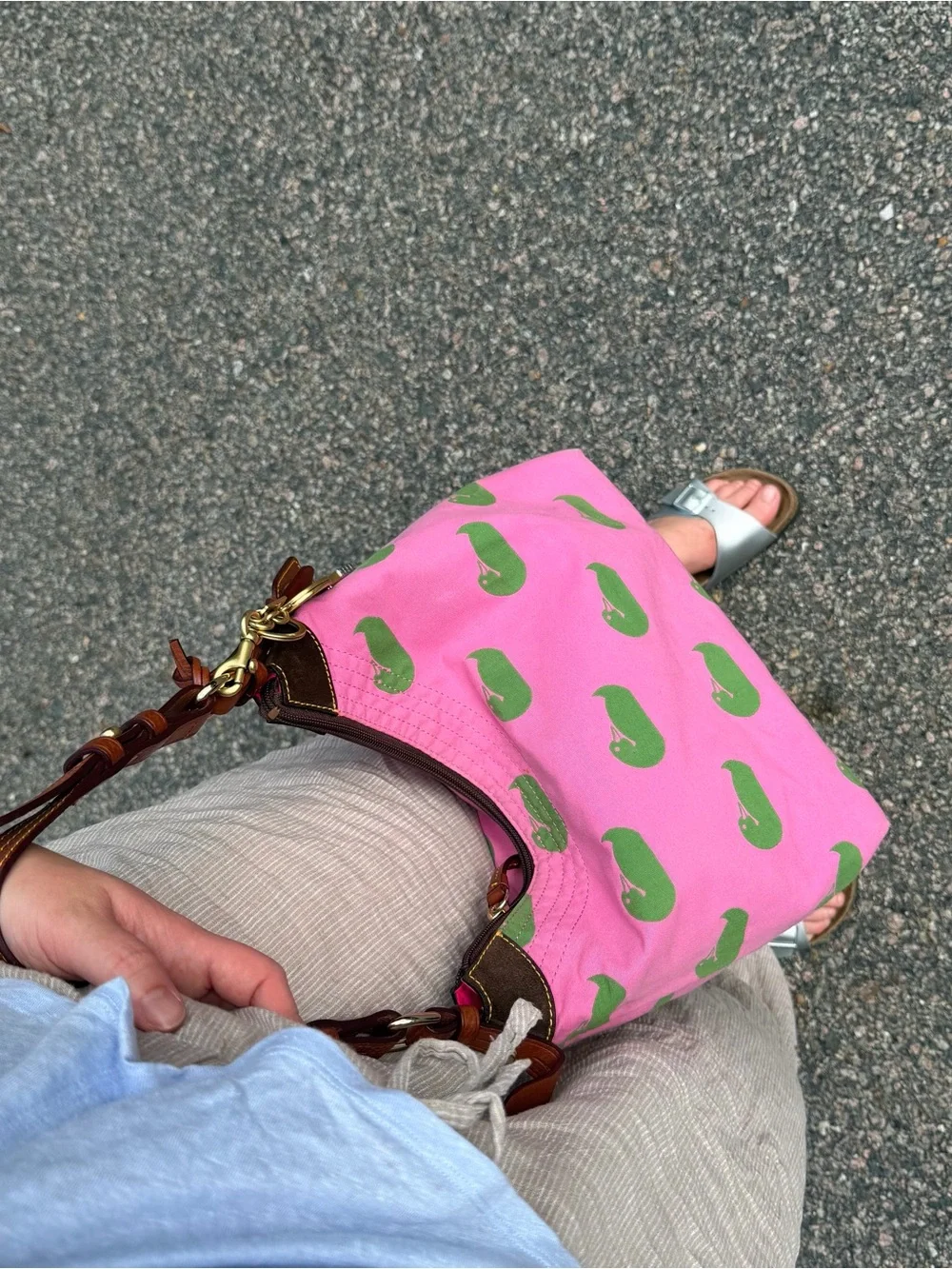 Y2K Dooney & Bourke Preppy Barbie Pink Hobo Shoulder Bag w Ducks & Charm